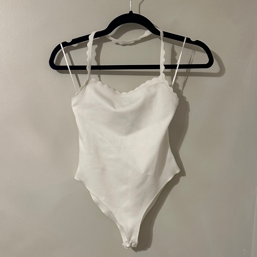 White Scalloped Bodysuit